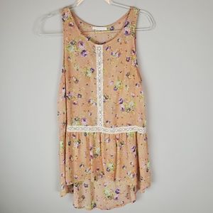 LUSH Sheer Floral Tank Top